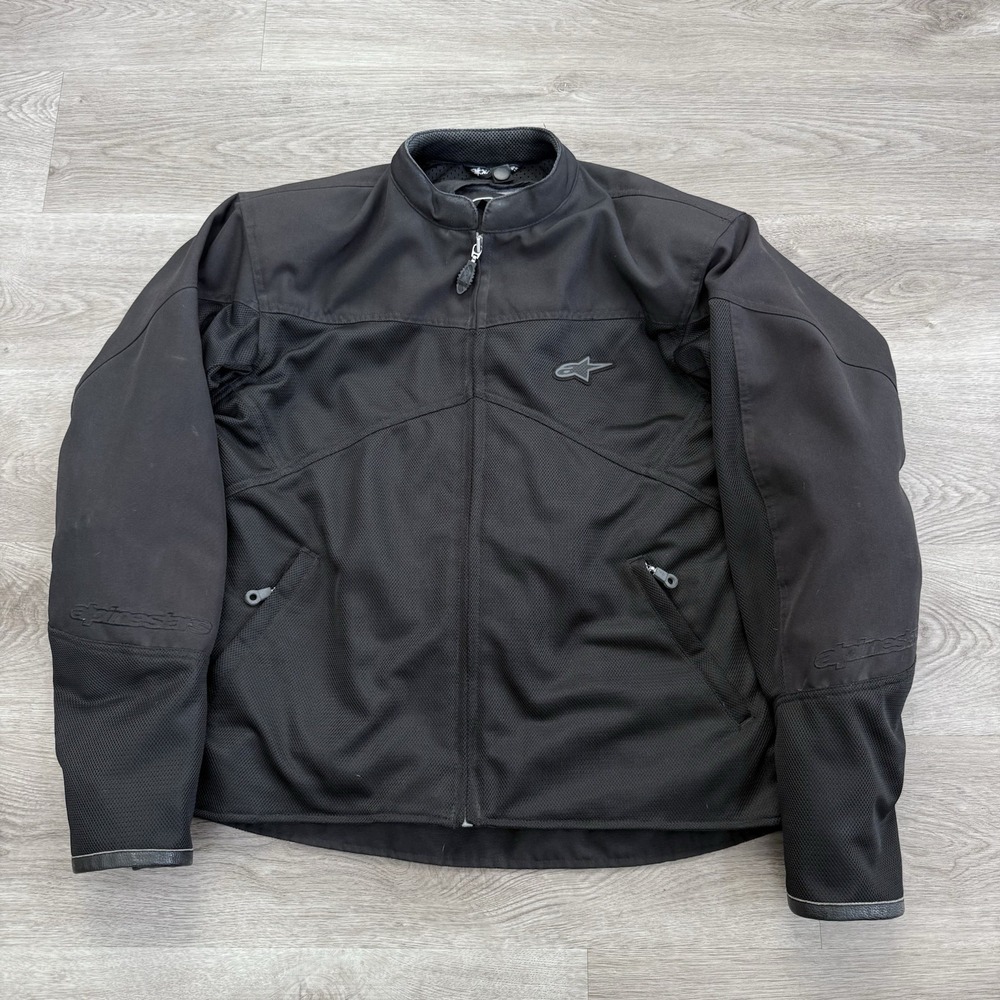 Alpinestars Black Mesh Motorcycle Jacket Mens XXL Armored Riding Pad Protection